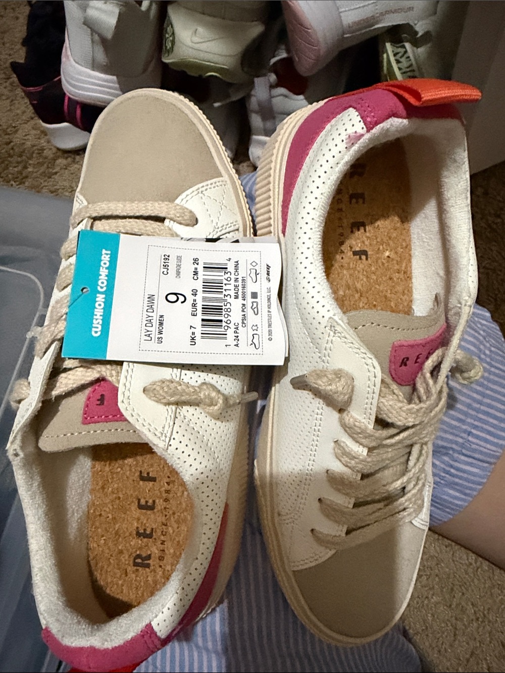 Reef Kids Cream & Pink Casual Cushion Sneaker